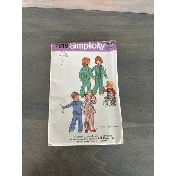 Simplicity Vintage Cut Toddlers Coveralls and Shirt Size 2 and 3 Pattern 7816 - Picture 1 of 9
